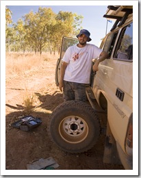 Sam repairing our first puncture