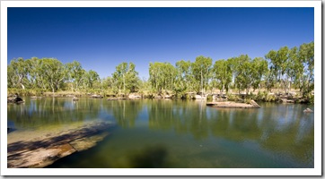 The swimming hole and river crossing at the Manning Falls campsite