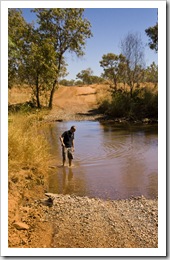 Sam checking one of the creek crossings on our way into Bell Gorge