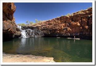 Lisa standing next to the Bell Gorge plunge pool