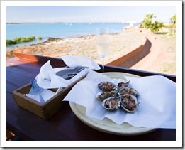 Oysters at the Wharf restaurant by the Port of Broome