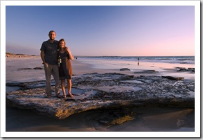 Sam and Lisa on Cable Beach at sunset