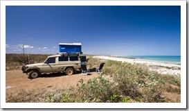 Our camp spot atop the dunes at Quondong Point