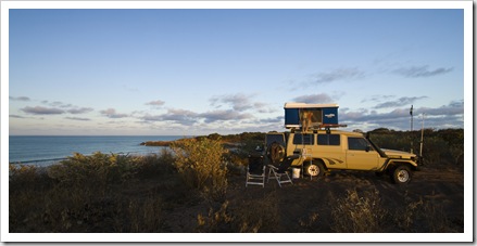 Our camp spot at Quondong Point