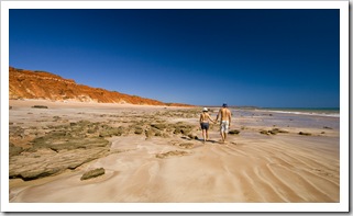 Walking down the beach at James Price Point