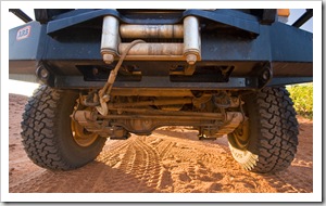 The cable coming out of the winch, base of the ARB bull bar, Cooper Discoverer S/T-C tires and our Old Man Emu suspension