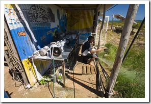 Polishing shells at the hatchery at One Arm Point