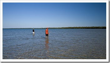 Two of the Aboriginals from Gambanan hunting for crabs
