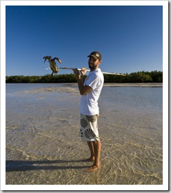 Sam scores a mud crab at Gambanan