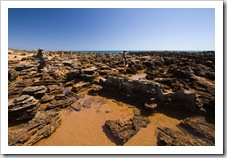 Lisa exploring the Mars-like rock formations at Chile Creek