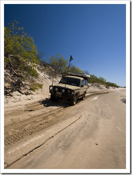 The boggy sand track back from the beach at Chile Creek
