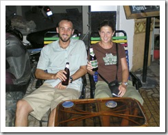 Sam and Lisa watching the world go by on a street in Ho Chi Minh City