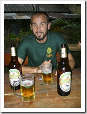 Sam enjoying some Beerlao at the Sakura Bar in Vang Vieng