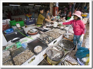 One of the shrimp stalls in Ben Tanh Market