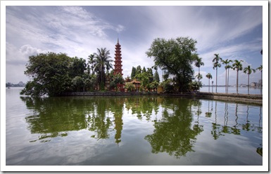 Tran Quoc Pagoda on its island in Ho Tay Lake