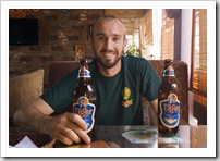 Sam enjoying a few Tiger beers at our favorite spot in central Hanoi: Gecko Cafe