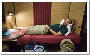 Sam in our train cabin on the way from Hanoi to Lao Cai