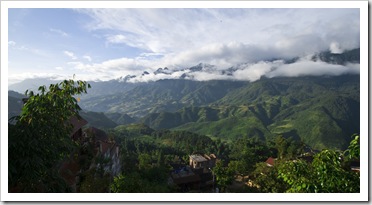 The view of the mountains from our hotel balcony