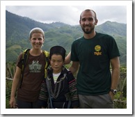 Lisa, Mi (our guide) and Sam after approximately 12 kilometers of walking