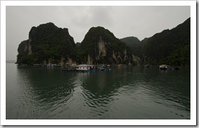 One of the many floating villages in Halong Bay