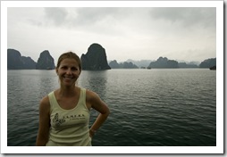 Lisa on the boat in Halong Bay