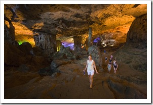 Lisa in Hang Thien Cung cave in one of the islands of Halong Bay