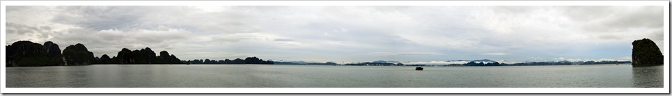 Panoramic view of Halong City as we chug back into the harbor