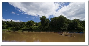 Boats on the Nam Khan River where it meets the Mekong