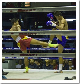 The fight for the Lightweight Title of Thailand (blue won and defeated the reigning champion)