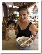 Lisa and the daughter of one of the chefs at our favorite Thai restaurant in Sairee Village