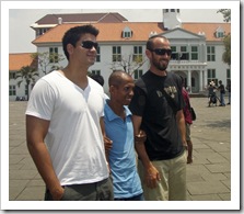 Richie and Sam taking photos with the locals at Old Batavia