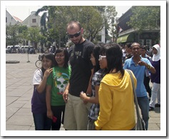 Sam taking photos with the locals at Old Batavia