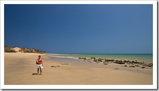 Lisa on the beach at Eco Beach