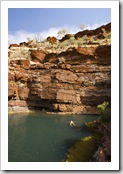 Lisa relaxing in the pool at the base of Fortescue Falls