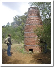 Sam at a historical chimney in the bush near the town of Margaret River