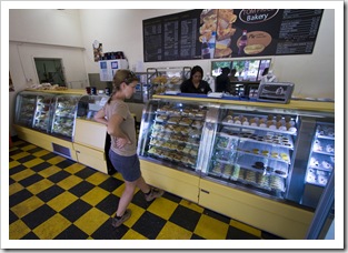 Lisa deciding on lunch at the Tom Price bakery