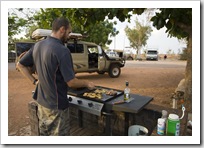 Sam cooking up a storm at Ocean View Caravan Park in Onslow