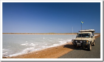 The Tank next to one of the many salt flats in Onslow