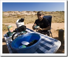 Breakfast at Lakeside campsite