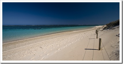 The beach and reef at Turquoise Bay