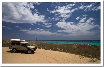 The Tank in the dunes above Five Finger Reef south of Coral Bay