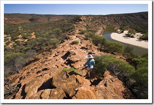 Lisa hiking The Loop Walk in Kalbarri National Park