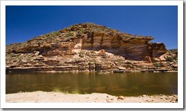 Zebra-striped rock along the Murchison River Gorge in Kalbarri National Park