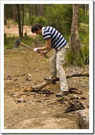 Sergey enjoying the real Aussie experience at our campsite at Chapman Pool