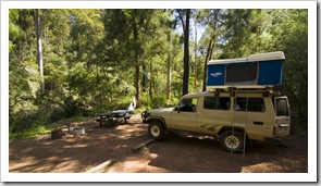 Our campsite next to the Warren River in Warren National Park