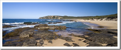 Looking at Point D'entrecasteaux from the beach at Windy Harbour