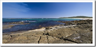 The rocky reef at Peaceful Bay