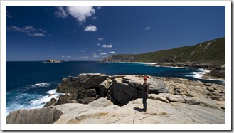 Lisa near Natural Bridge in Torndirrup National Park