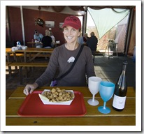 Lisa about to get stuck into some squid at the famous Squid Shack at Emu Point