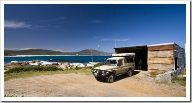 Camping next to an old shack at Betty's Beach east of Albany